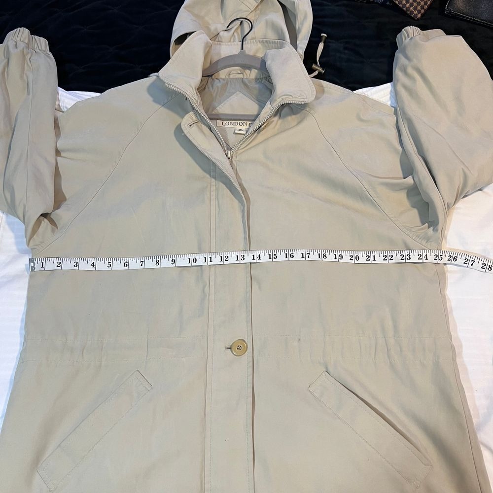 London Fog Hooded Anorak Jacket Womens 2X Beige Stone Zip Utility Parka Coat - Picture 6 of 9
